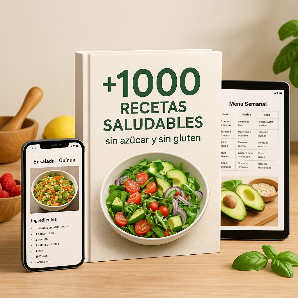 +1000 RECETAS SALUDABLES SIN GLUTEN, SIN AZUCAR Y 15 BONOS DE REGALOO 🎁😍
